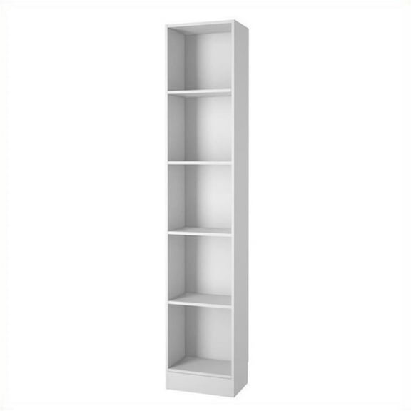 Pemberly Row Basic Collection White Tall Narrow 5 Shelf Bookcase