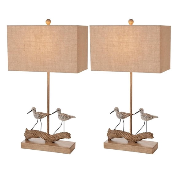 Pemberly Row Beach Birds Coastal Table Lamps (Set of 2) 3-Way Switch