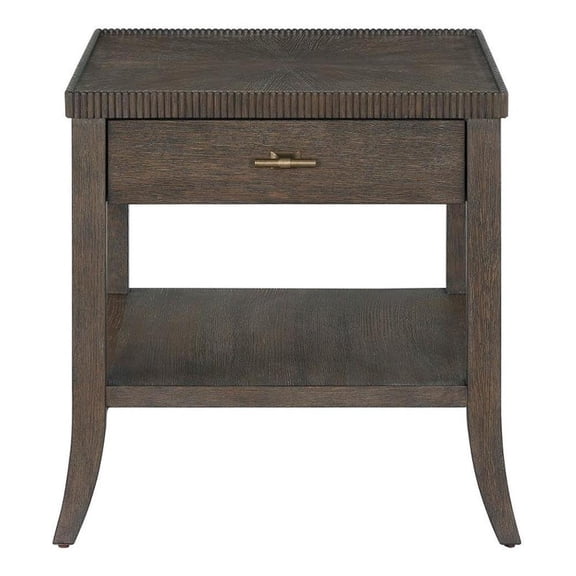 Pemberly Row Beaded Edge Curved Leg End Table in Rich Cocoa Oak