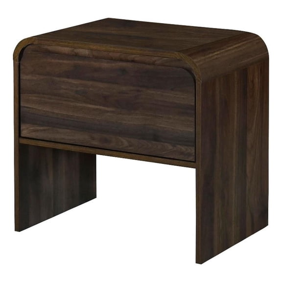 Pemberly Row Bedside Table with 2 Drawers and Waterfall Edges in Walnut