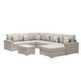 thumbnail image 1 of Pemberly Row Beige Fabric 7Pc Reversible Chaise Sectional Sofa Storage Ottoman, 1 of 11