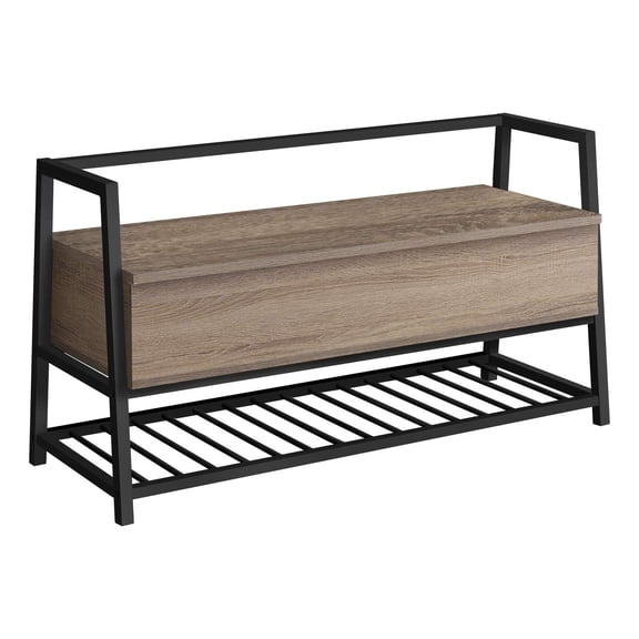 Pemberly Row Bench Entryway Hallway Storage 42" Rectangular Metal Brown Black