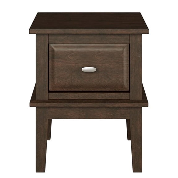 Pemberly Row Birch Veneer 1 Drawer End Table with Ball Bearing Glides in Cherry