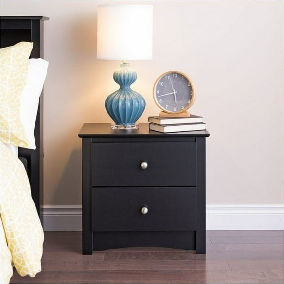 Pemberly Row Black 2 Drawer Nightstand