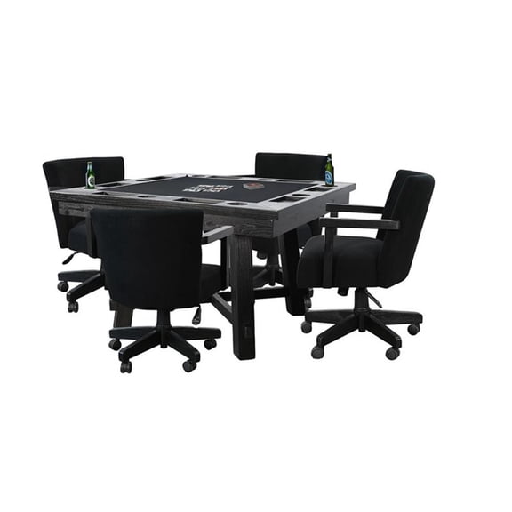 Pemberly Row Black 5-Piece Square Reversible Poker Dining Set with Game Chairs