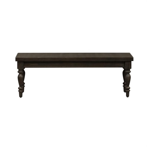 Pemberly Row Black Backless Bench with Turned Legs and Nylon Glides