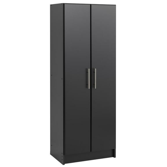 Pemberly Row Black Engineered Wood Deep Storage Cabinet with Adjustable Shelves