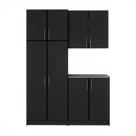 Pemberly Row Black Engineered Wood Storage Cabinet Set - 4 pc