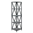thumbnail image 1 of Pemberly Row Black Metal Five-Tier Corner Bookcase in Gray Wood, 1 of 3