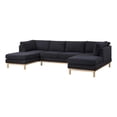 thumbnail image 1 of Pemberly Row Black Sherpa Fabric 124" Wide Double Chaise U-Shape Sectional Sofa, 1 of 5