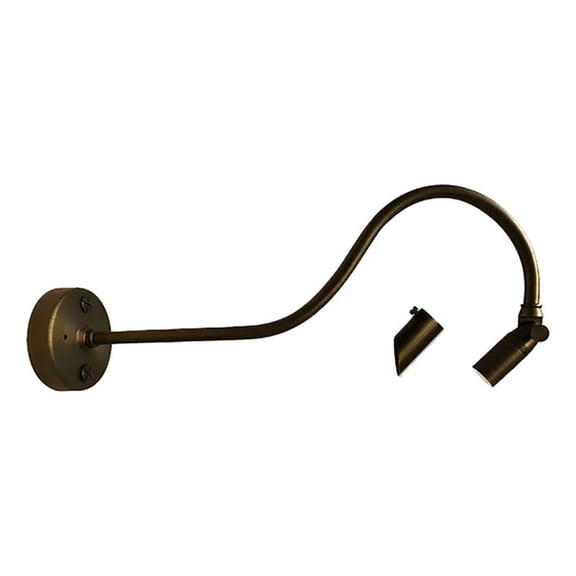 Pemberly Row Brass Gooseneck Bronze/Cool White Sign LED Light w/ Angle Shield