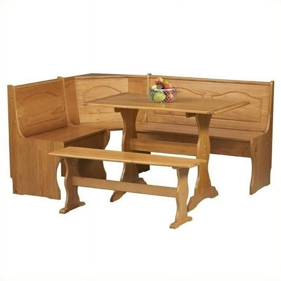 Pemberly Row Breakfast Corner Nook Kitchen Table Set in Natural