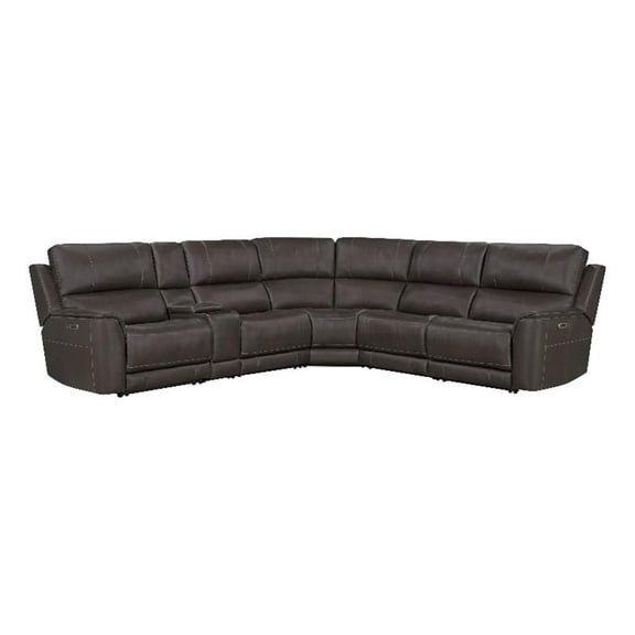 Pemberly Row Brown 6 Piece Zero Gravity Power Reclining Sectional