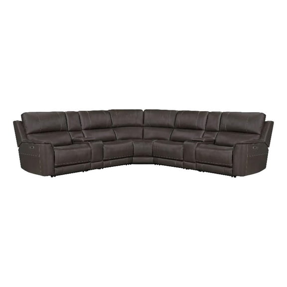 Pemberly Row Brown 7 Piece Zero Gravity Power Reclining Sectional