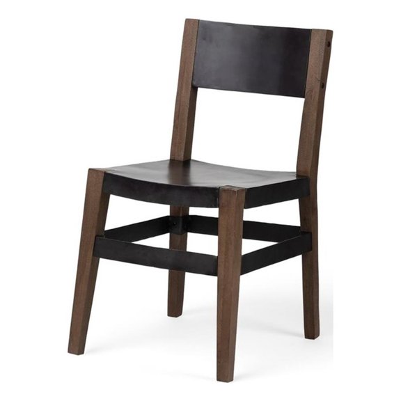 Pemberly Row Brown Dining Chair with Solid Indian Mango Wood (Set of 2)