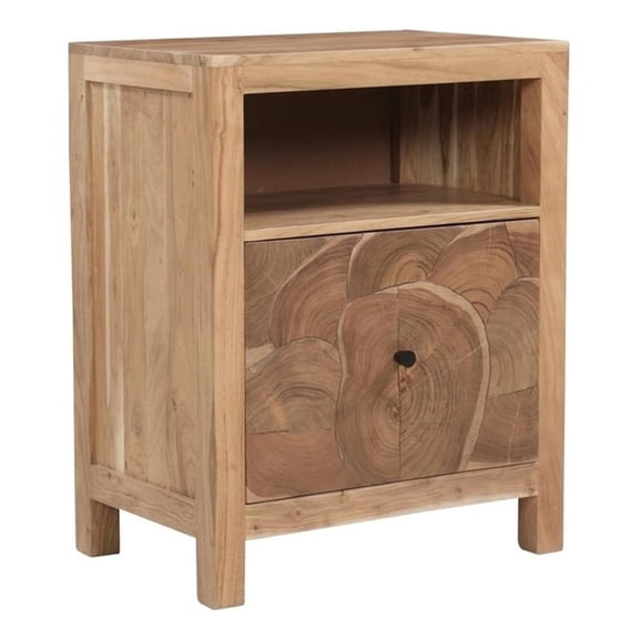 Pemberly Row Brown Solid Wood 1-Drawer Filing Cabinet with Tree Slice Design