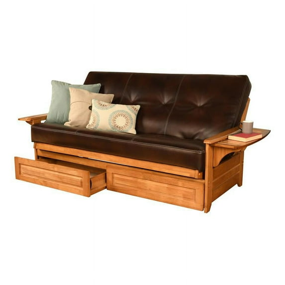Pemberly Row Butternut Storage Futon with Java Brown Mattress