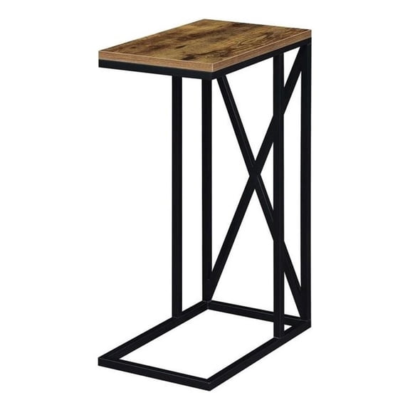 Pemberly Row C End Table in Nutmeg Wood Finish and X Metal Frame