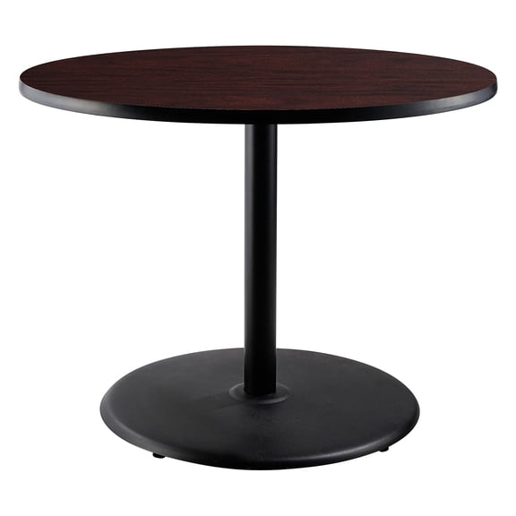 Pemberly Row Cafe Table 30"H Particleboard Black Frame Mahogany Top