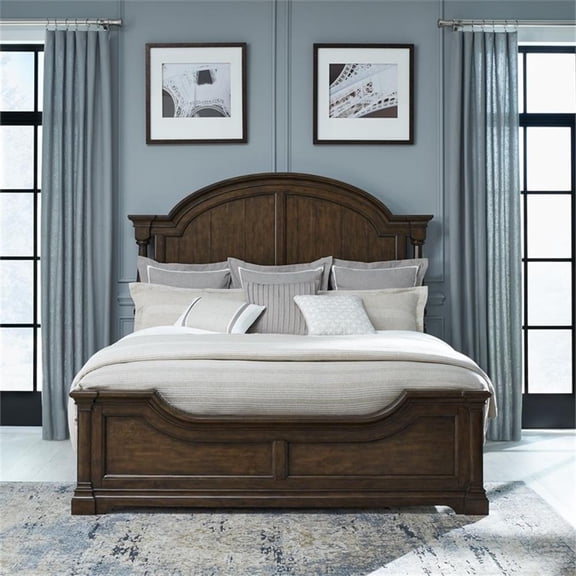 Pemberly Row California King Poster Bed with Arched Crown in Cherry