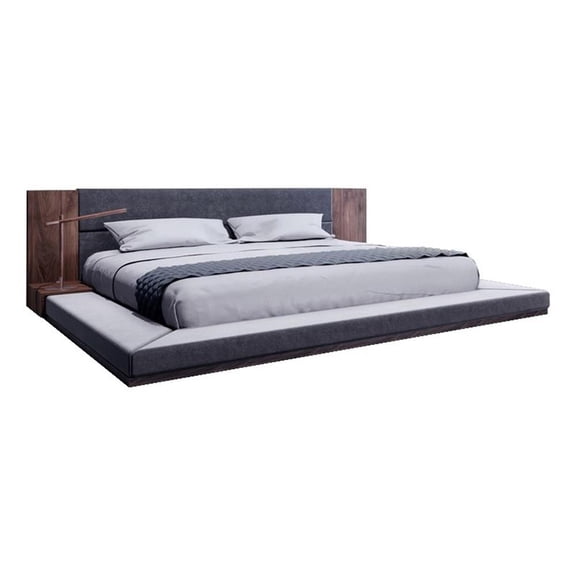 Pemberly Row California King Bed with Built In Nightstands in Dark Gray
