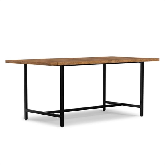 Pemberly Row Campbell 72 x 36 Wood Dining Table Burnt Wax & Industrial Style