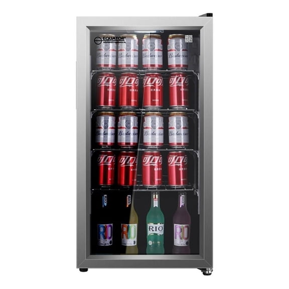 Pemberly Row Can/Beverage Refrigerator in Stainless Steel Silver