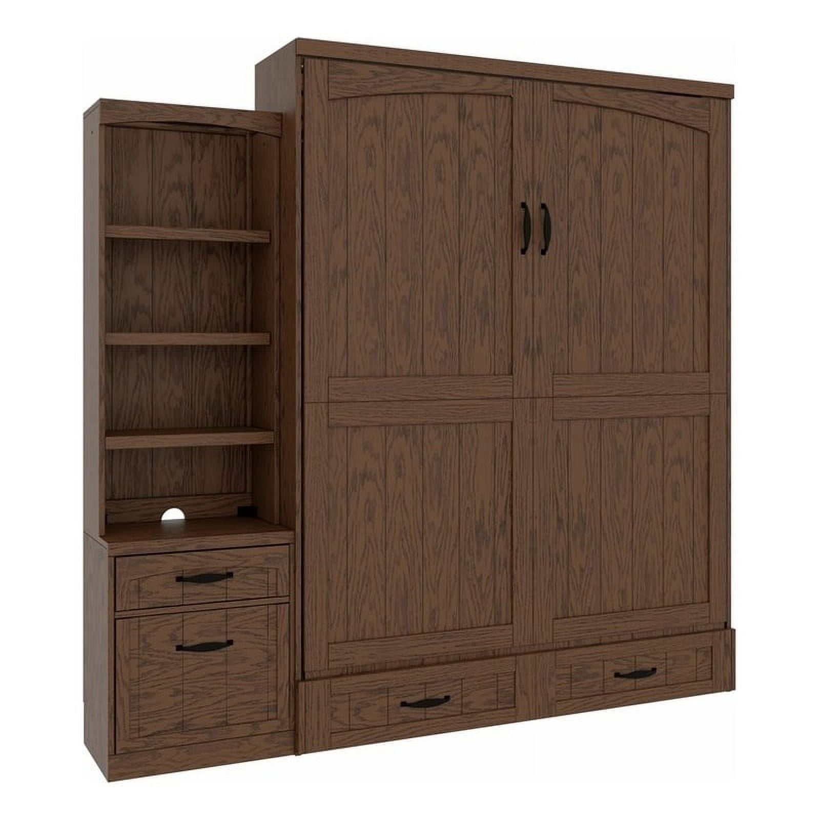 Pemberly Row Cape Cod Solid Wood Queen Size Murphy Bed in Brown ...