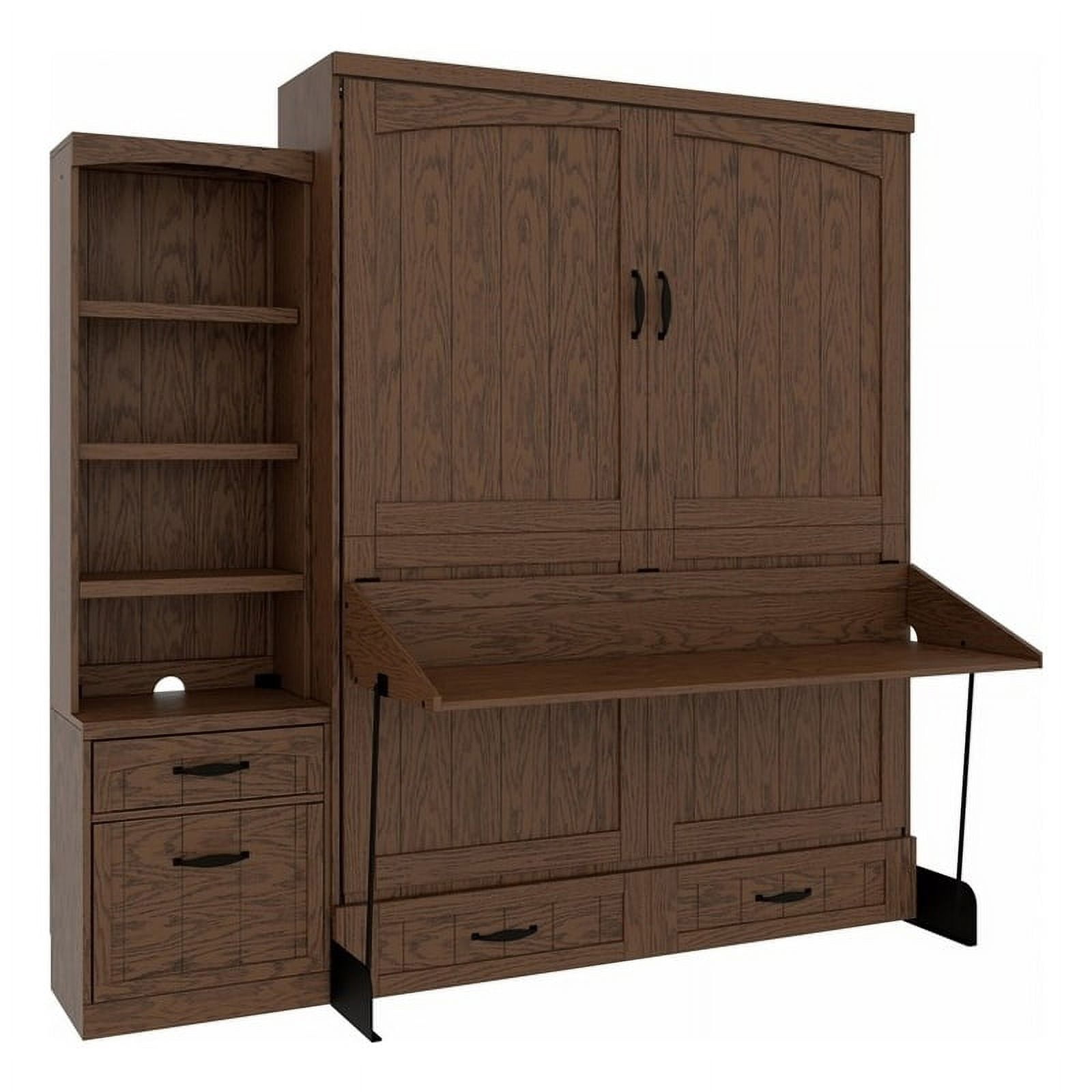 Pemberly Row Cape Cod Solid Wood Queen Size Murphy Desk Bed with 1 Pier ...