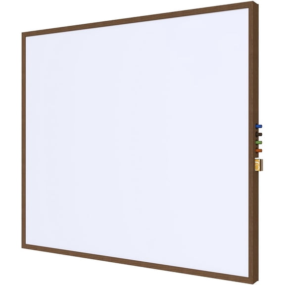 Pemberly Row Ceramic 3' x 4' Impression Whiteboard with Modern Frame in White