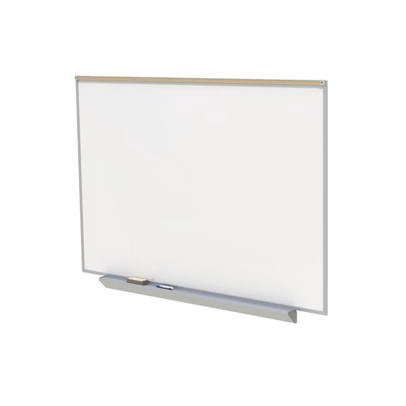 Pemberly Row Ceramic 4' x 12' Magnetic Whiteboad with 1" Maprail in White