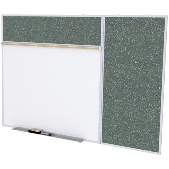 Pemberly Row Ceramic 4' x 16' Rubber Bulletin & Magnetic Whiteboard B-Set