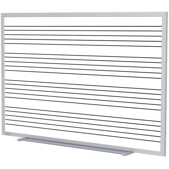 Pemberly Row Ceramic 4' x 6' Magnetic Music Staff Whiteboard Set in White