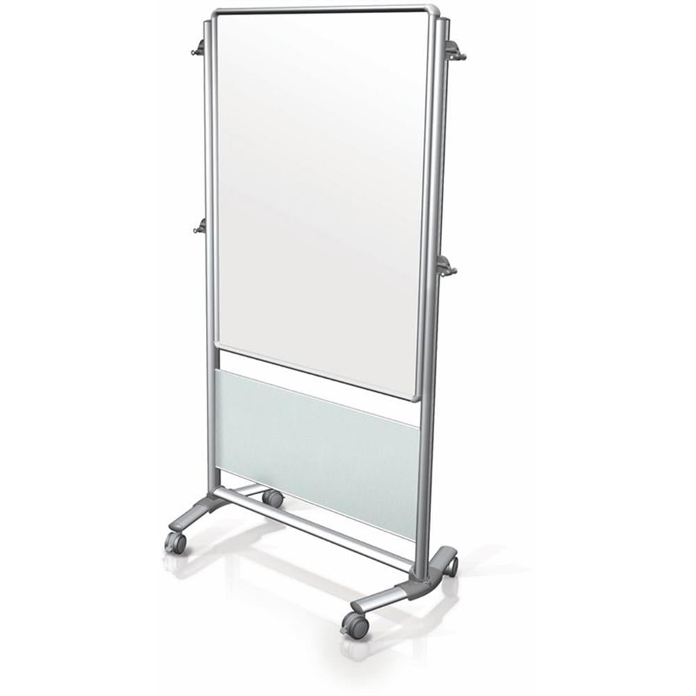 Pemberly Row Ceramic 46" x 34" Easel Double Sided Magnetic Whiteboard in White
