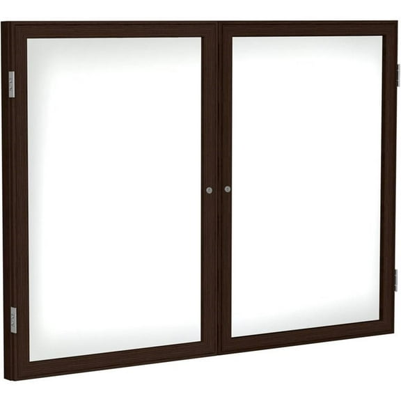 Pemberly Row Ceramic 48" x 60" 2 Door Enclosed Magnetic Whiteboard in White