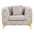 thumbnail image 1 of Pemberly Row Chair Made with Fabric & Gold Accent Legs in Light Gray, 1 of 7