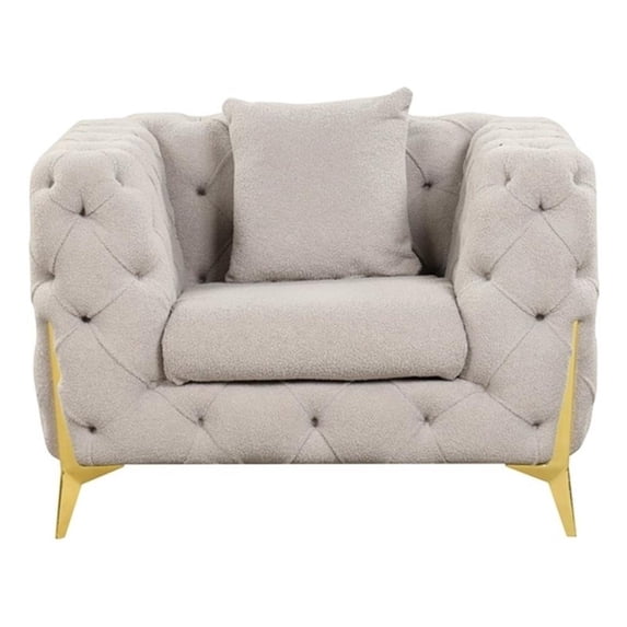 Pemberly Row Chair Made with Fabric & Gold Accent Legs in Light Gray