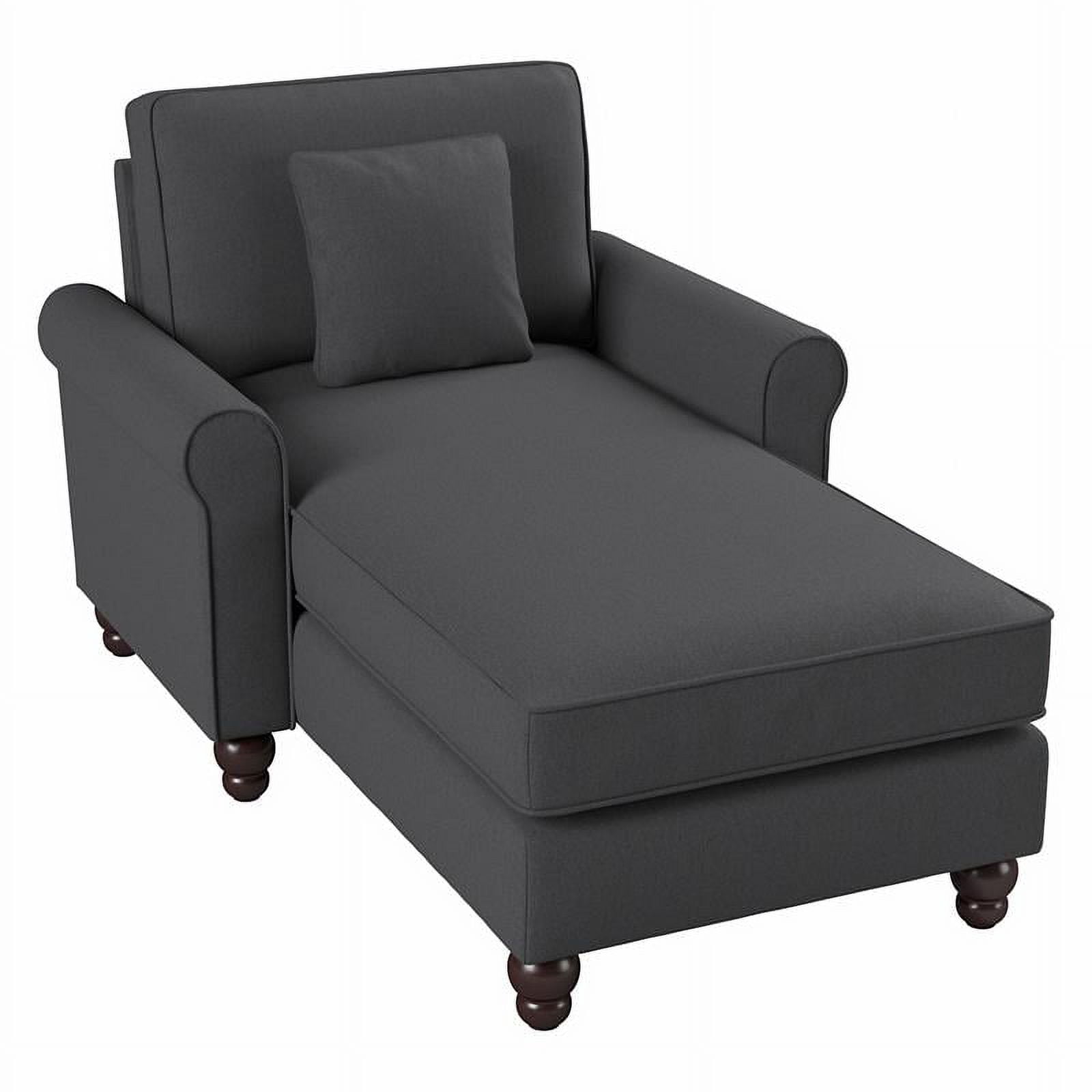 Pemberly Row Chaise Lounge with Arms in Charcoal Gray Herringbone