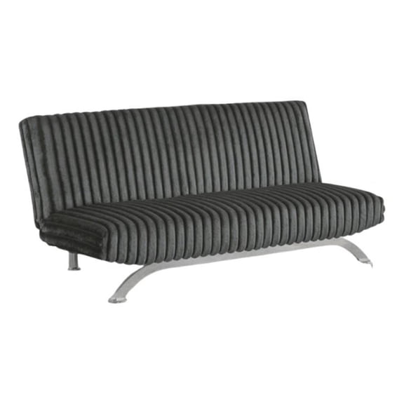 Pemberly Row Channel Tufted Futon Sofa Bed in Charcoal Gray Fabric