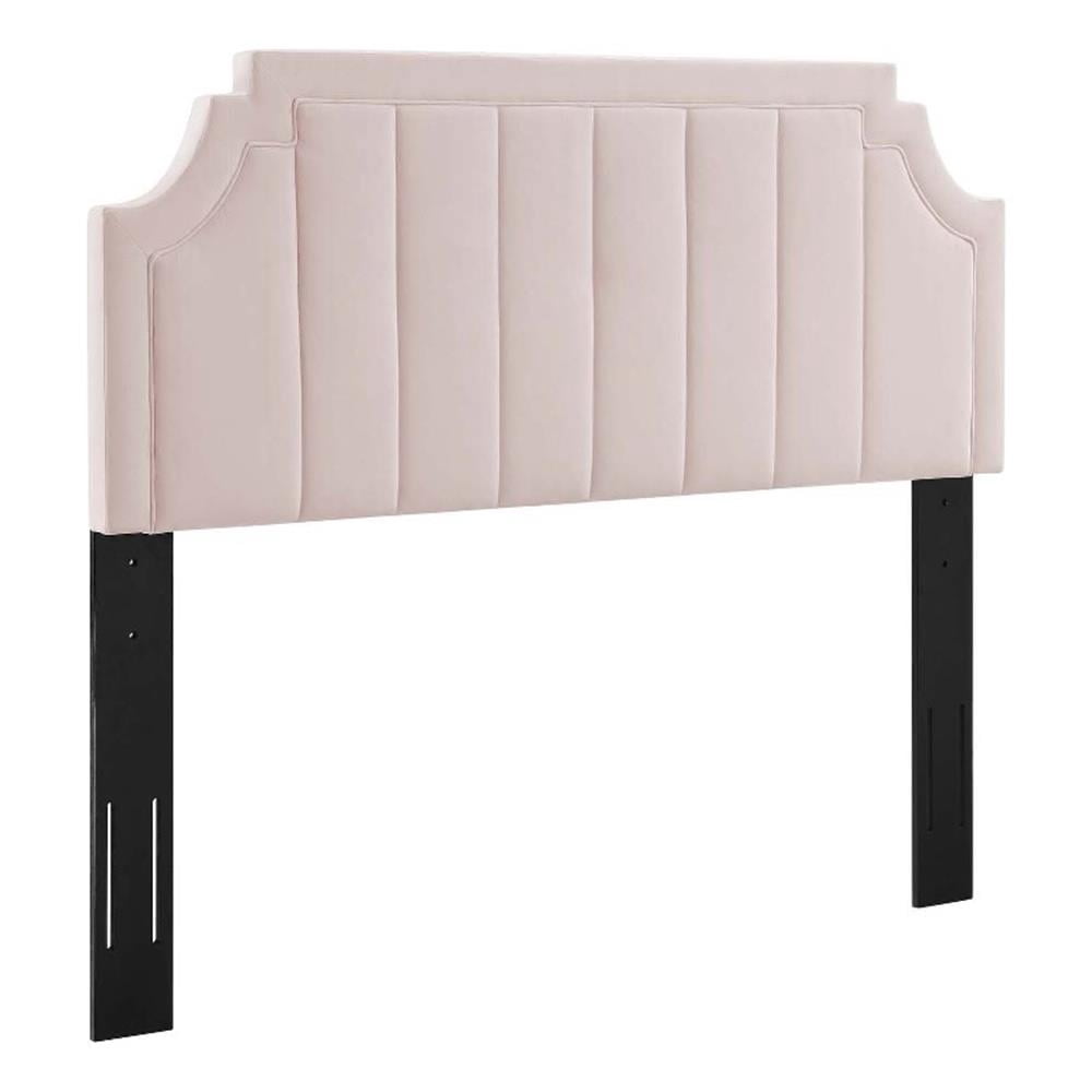 Pemberly Row Channel Tufted Performance Velvet Twin Headboard in Pink ...