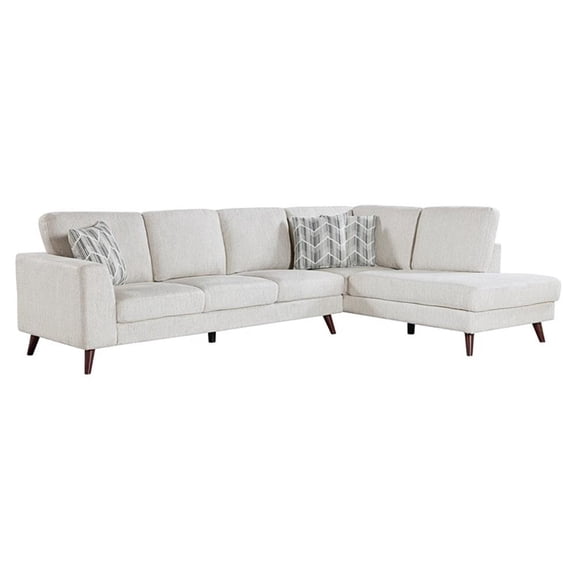 Pemberly Row Chenille 2-Piece Sectional with Right Chaise 300 lbs - Silver Cloud