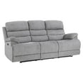 thumbnail image 1 of Pemberly Row Chenille Fabric Power Headrest Double Recliner Sofa in Gray, 1 of 7