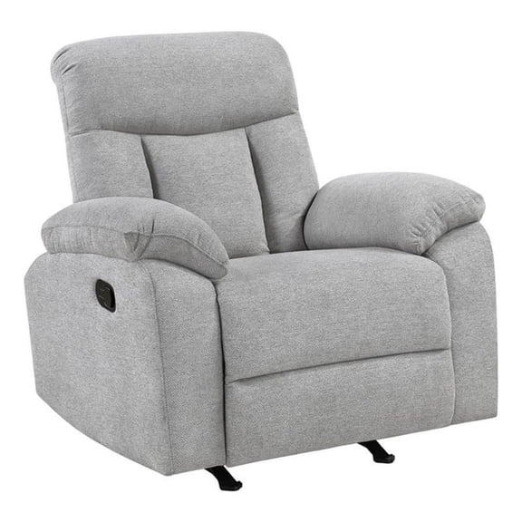 Pemberly Row Chenille Rocker Reclining Chair with Pocket Coils in Gray
