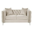 thumbnail image 1 of Pemberly Row Chesterfield Button Tufted Velvet Fabric Modern Loveseat-Beige, 1 of 6