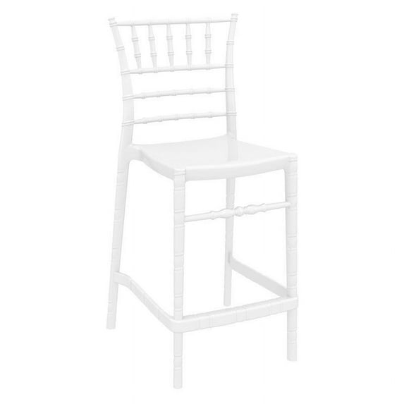 Pemberly Row Chiavari 25.5" Outdoor Counter Stool in Glossy White