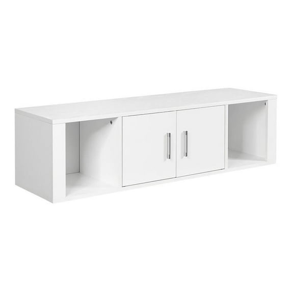 Pemberly Row Chipboard Wall Mounted Floating Hutch with 2 Doors in White