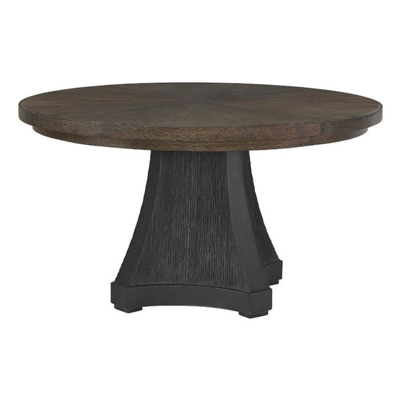 Pemberly Row Cinder Round Oak and Concrete Dining Table in Cocoa