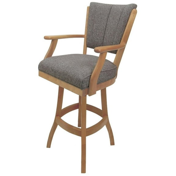 Pemberly Row Classic 30" Solid Wood Bar Stool - Mojave Grey - Natural