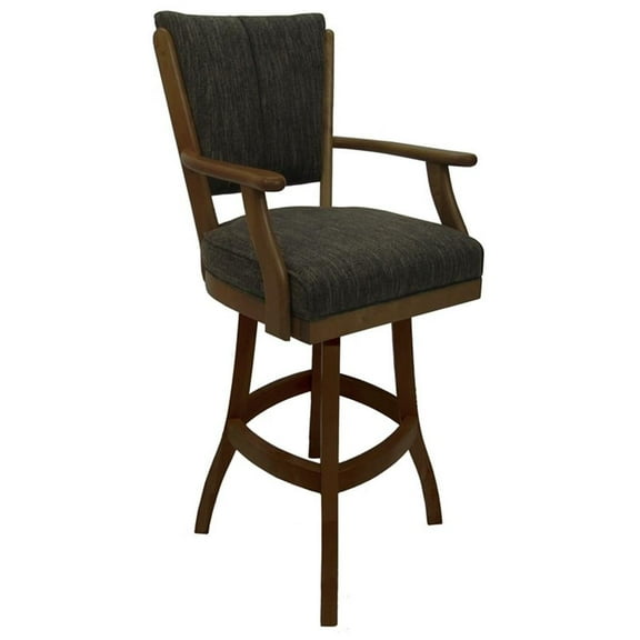 Pemberly Row Classic Counter 26" Solid Wood Bar Stool - Sanora Brown/Dark Brown
