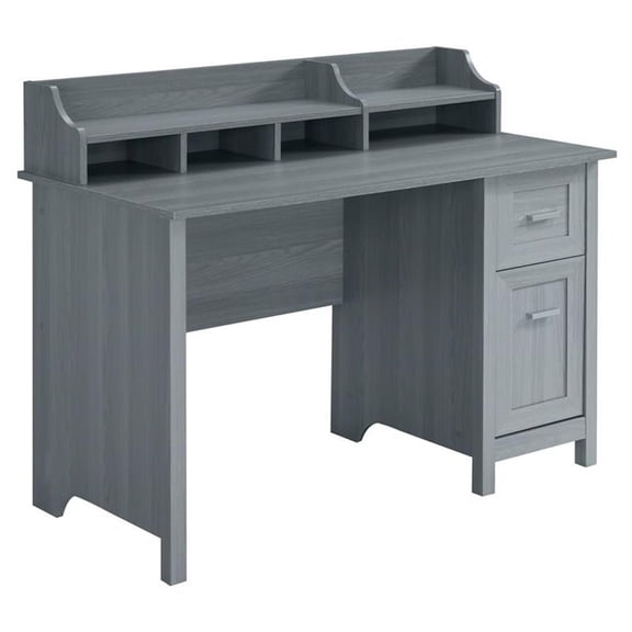 Pemberly Row Classic Engineered Wood Office Computer Desk with Hutch in Gray